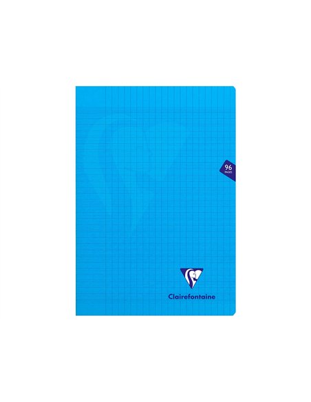 Cahier piqué clairefontaine mimesys couverture polypropylène a4 21x29,7cm 96 pages 90g réglure séyès coloris bleu.