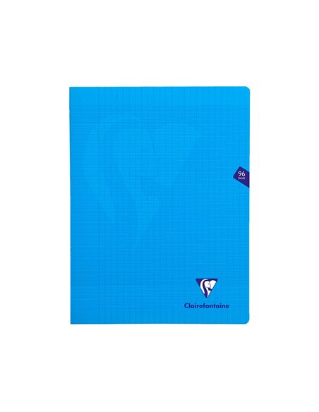 Cahier piqué clairefontaine mimesys couverture polypropylène a4+ 24x32cm 96 pages 90g réglure séyès coloris bleu.