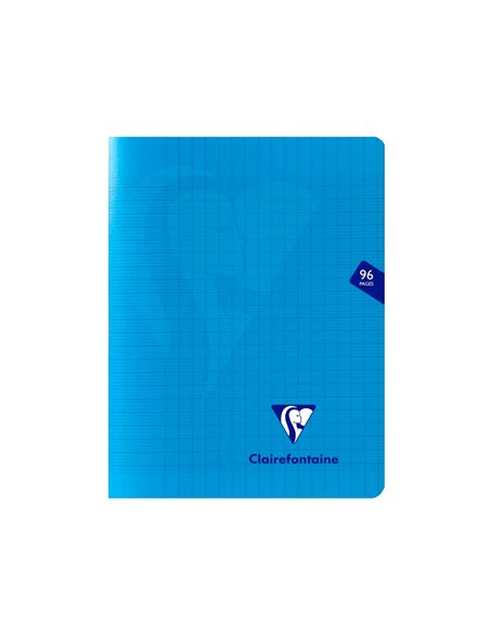 Cahier piqué clairefontaine mimesys couverture polypropylène a5+ 17x22cm 96 pages 90g réglure séyès coloris bleu.