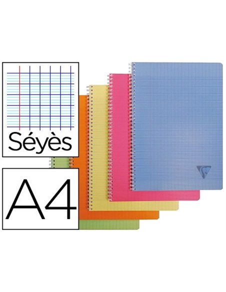 Cahier clairefontaine linicolor reliure intégrale assortiment fresh a4 21x29,7cm 100 pages 90g séyès.