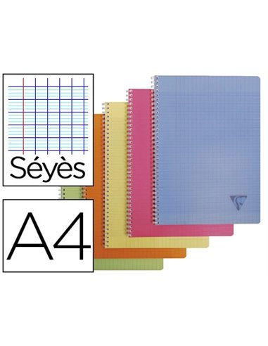 Cahier clairefontaine linicolor reliure intégrale assortiment fresh a4 21x29,7cm 180 pages 90g séyès.