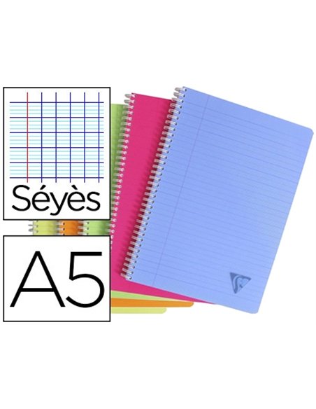 Cahier clairefontaine linicolor reliure intégrale assortiment fresh a5 14,8x21cm 100 pages 90g séyès.