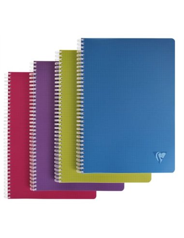 Cahier clairefontaine linicolor intensive reliure intégrale a4 21x29,7cm 180 pages 90g réglure 5x5mm coloris assortis.