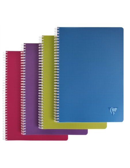 Cahier clairefontaine linicolor intensive reliure intégrale a4 21x29,7cm 180 pages 90g réglure 5x5mm coloris assortis.