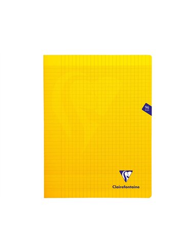 Cahier piqué clairefontaine mimesys couverture polypropylène a4+ 24x32cm 96 pages 90g réglure séyès coloris jaune.