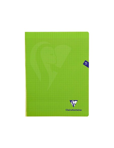 Cahier piqué clairefontaine mimesys couverture polypropylène a4+ 24x32cm 96 pages 90g réglure séyès coloris vert.