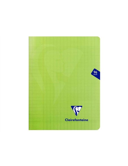 Cahier piqué clairefontaine mimesys couverture polypropylène a5+ 17x22cm 96 pages 90g réglure séyès coloris vert.