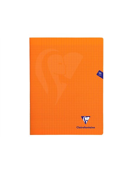 Cahier piqué clairefontaine mimesys couverture polypropylène a4+ 24x32cm 96 pages 90g réglure séyès coloris orange.