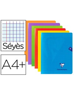Cahier piqué clairefontaine mimesys couverture polypropylène a4+ 24x32cm 96 pages 90g réglure séyès incolore.