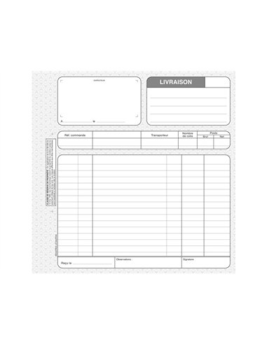 Manifold autocopiant exacompta livraisons 3 exemplaires 210x210mm 50 triplis.