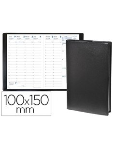 Agenda quo vadis universitaire semainier scolaire 08/08 100x150mm couverture plastique grainée impala noir.