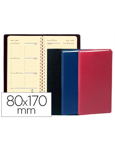 Agenda quo vadis italnote s impala décembre/décembre 80x170mm 1 semaine 2 pages coloris assortis.