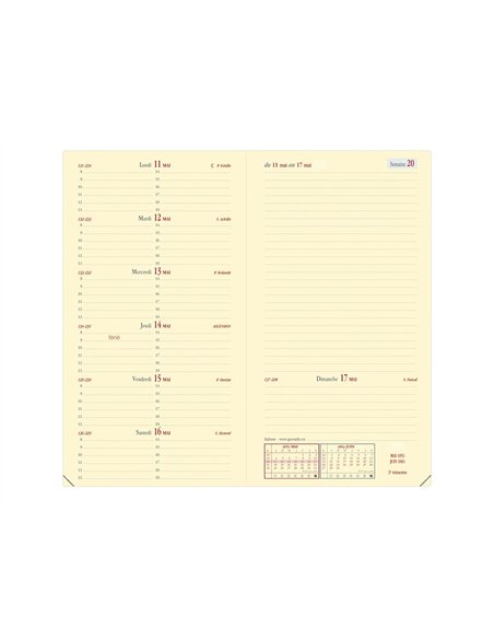 Agenda quo vadis italnote impala décembre/décembre 80x170mm 1 semaine 2 pages coloris noir.