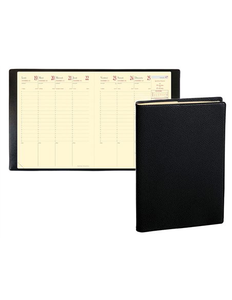 Agenda quo vadis impala prestige président 210x270mm 1 semaine 2 pages coloris noir.