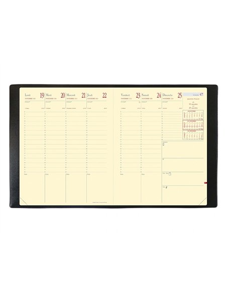 Agenda quo vadis impala prestige président 210x270mm 1 semaine 2 pages coloris noir.