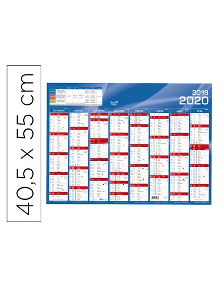 Calendrier banque quovadis grand format 40,5x55cm septembre a decembre.