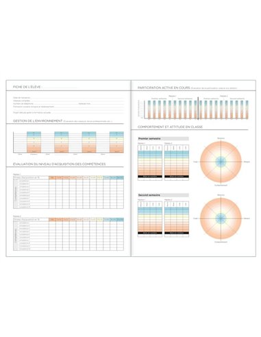 Carnet de bord quovadis special enseignants competences suivi individuel 40 eleves 210x290mm 90gr.