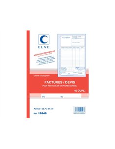Manifold autocopiant elve factures auto-entrepreneur a4 210x297mm foliotage 50 duplis.
