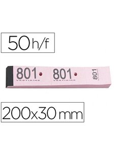Bloc vestiaire piqué elve 3 coupons perforés détachables numérotés 1/1000 30x200mm 50 feuillets coloris rose.