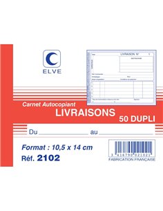 Carnet autocopiant elve manifold 105x140mm foliotage 2 copies 50 duplis livraisons.
