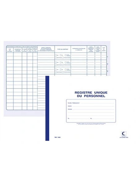 Registre unique du personnel elve a4 210x297mm papier lisse épais 52 pages imprimées recto verso.