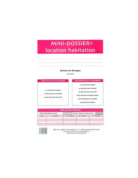 Contrat location habitation weber diffusion mini 28 pages 2 états lieux 3 relevés compte locataire indices 2 contrats.