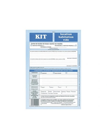 Kit contrat location habitation vide weber diffusion 8 pages location caution état lieux entrée et sortie.