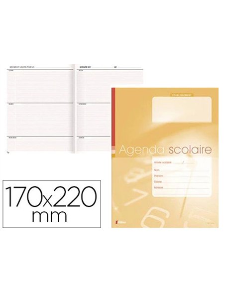 Agenda scolaire éditions fuzeau pour élèves carnet agrafé couverture dossier 250g format 170x220mm.