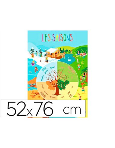 Poster bouchut grandremy pedagogique seasons and weather support souple 300gr pellicule 52x76cm effacable a sec.