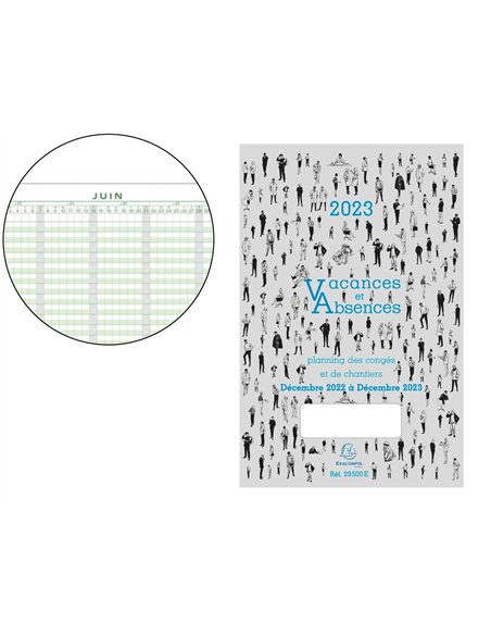 Planning congés du personnel exacompta pour sociétés minimum 5 personnes 13 mois décembre/décembre.