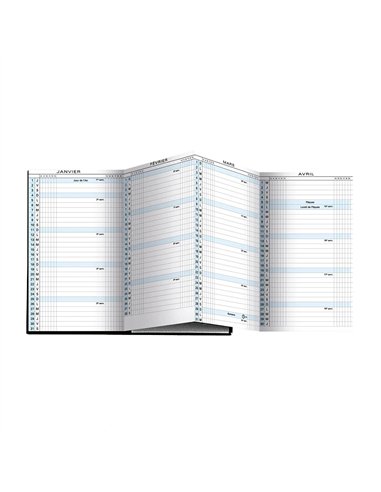 Agenda exacompta planning exaplan 16 winner pliage en accordéon 90x160mm coloris assortis.