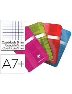 Carnet piqué clairefontaine papier vélin velouté couverture pelliculée lavable 9x14cm 96 pages 90g 5x5mm.