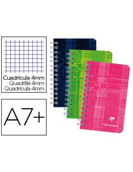 Carnet clairefontaine reliure intégrale papier vélin velouté couverture pelliculée lavable 7,5x12cm 100 pages 90g 4x4mm.