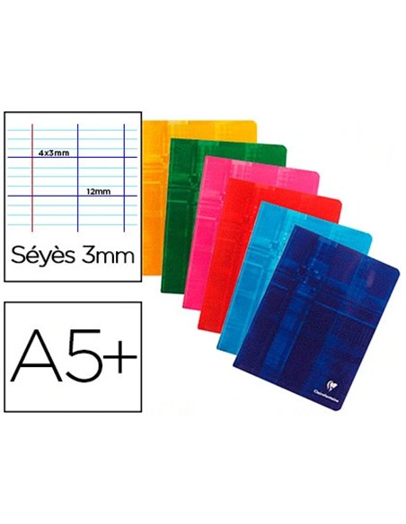 Cahier piqué clairefontaine écriture pour enfants a5+ 17x22cm 32 pages 90g séyès enfantine 12x12mm.