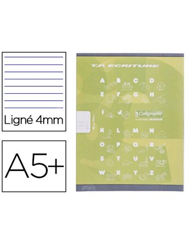 Cahier clairefontaine maternelle couverture carte offset 17x22cm 32 pages 16 double ligne 4mm/16 unies 90g vert.