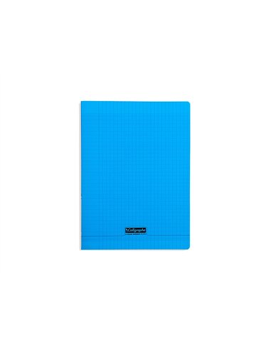 Cahier piqué clairefontaine couverture polypropylène transparente a4+ 24x32cm 96 pages 90g séyès coloris bleu.