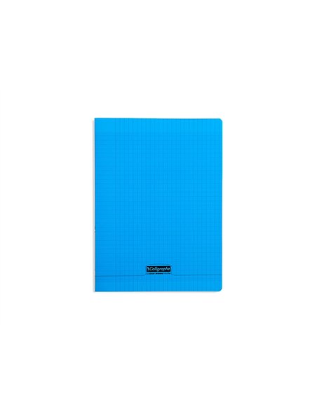 Cahier piqué clairefontaine couverture polypropylène transparente a4+ 24x32cm 96 pages 90g séyès coloris bleu.