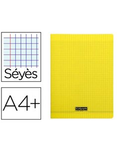 Cahier piqué clairefontaine couverture polypropylène transparente a4+ 24x32cm 96 pages 90g séyès coloris jaune.