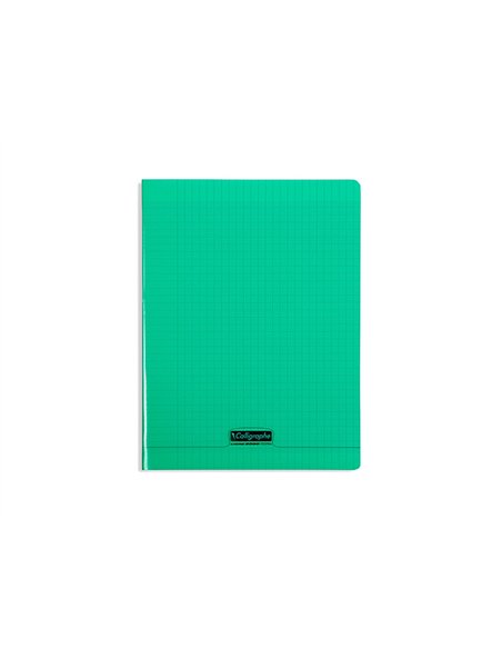 Cahier piqué clairefontaine couverture polypropylène transparente a4+ 24x32cm 96 pages 90g séyès coloris vert.