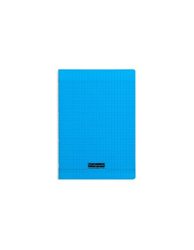 Cahier piqué clairefontaine couverture polypropylène transparente a4 21x29,7cm 96 pages 90g séyès coloris bleu.