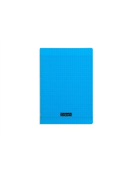 Cahier piqué clairefontaine couverture polypropylène transparente a4 21x29,7cm 96 pages 90g séyès coloris bleu.