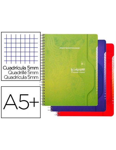 Répertoire clairefontaine reliure intégrale papier surfin couverture carte couchée vernie 170x220mm 180 pages 70g 5x5mm.