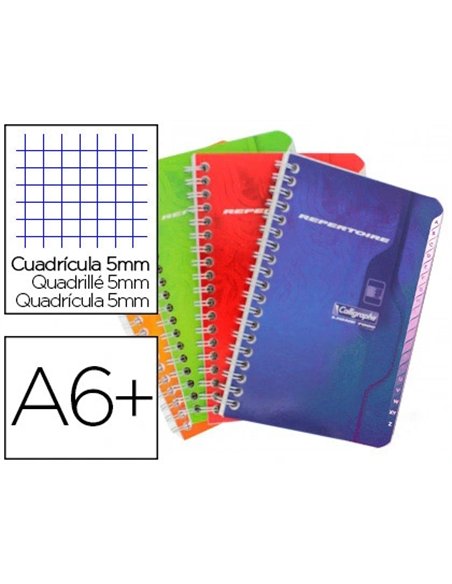 Répertoire clairefontaine reliure intégrale papier surfin couverture carte couchée vernie 110x170mm 100 pages 70g 5x5mm.