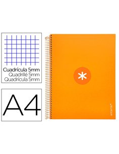 Cahier spirale antartik a4 240p 90g remborde 5x5mm microperfore 5 bandes 4 trous coloris jaune moutarde.