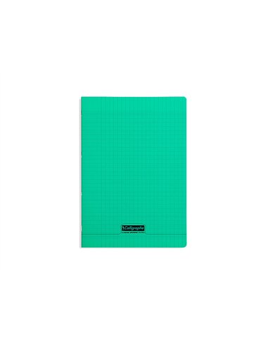 Cahier piqué clairefontaine couverture polypropylène transparente a4 21x29,7cm 96 pages 90g séyès coloris vert.