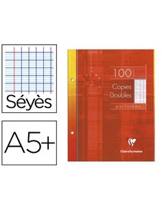 Copie double clairefontaine a5+ 170x220mm papier vélin velouté 100p 90g séyès perforées étui verni.