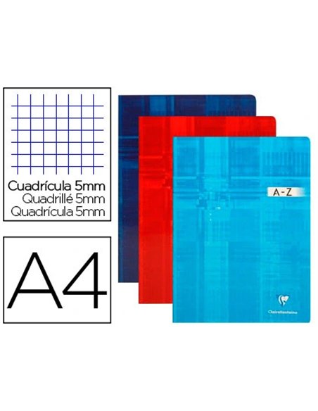 Répertoire clairefontaine piqûre papier vélin velouté couverture pelliculée lavable a4 210x297mm 96 pages 90g 5x5mm.