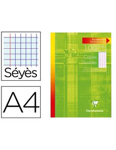 Copie double clairefontaine a4 210x297mm papier vélin velouté 100p 90g séyès non perforées étui verni.