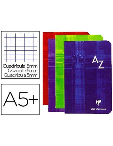 Répertoire clairefontaine piqûre papier vélin velouté couverture pelliculée lavable 170x220mm 96 pages 90g 5x5mm.