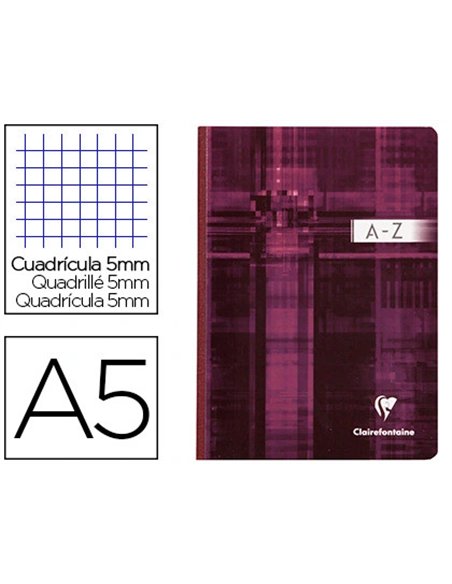 Répertoire clairefontaine brochure souple papier vélin velouté couverture lavable a5 148x210mm 192 pages 90g 5x5mm.